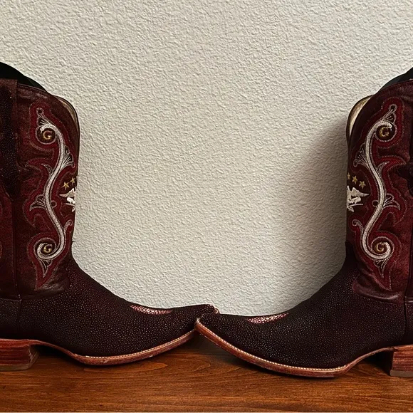 Burgundy Genuine Stingray Cowboy Boots El General