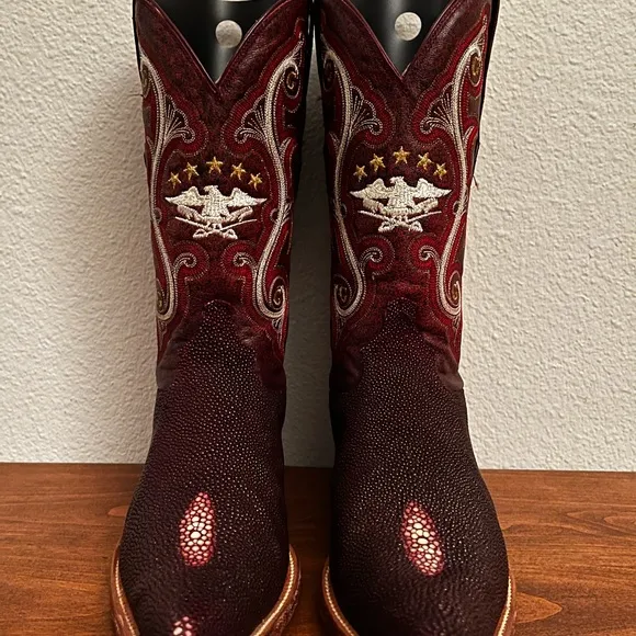 Burgundy Genuine Stingray Cowboy Boots El General