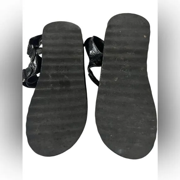 By Far Ladies Kraft Gideon Croc-Embossed Leather Sandals Black 39