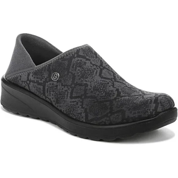 Bzees GETAWAY Washable Lightweight Sustainable Slip Ons Grey Snake Print 7W