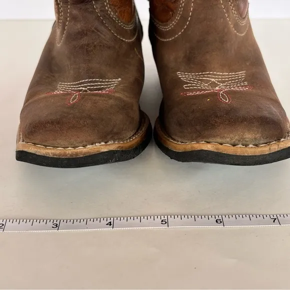 CABALLO DORADO WESTERN BROWN LEATHER COWBOY SQUARE TOE BOOTS RHINESTONE Size 5