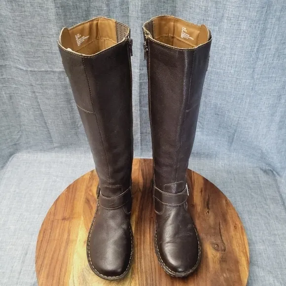 CABELAS Pebbled Leather Tall Knee Riding Boot Brown Sz 8.0 (fits more like 7.0)