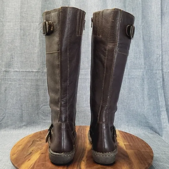 CABELAS Pebbled Leather Tall Knee Riding Boot Brown Sz 8.0 (fits more like 7.0)