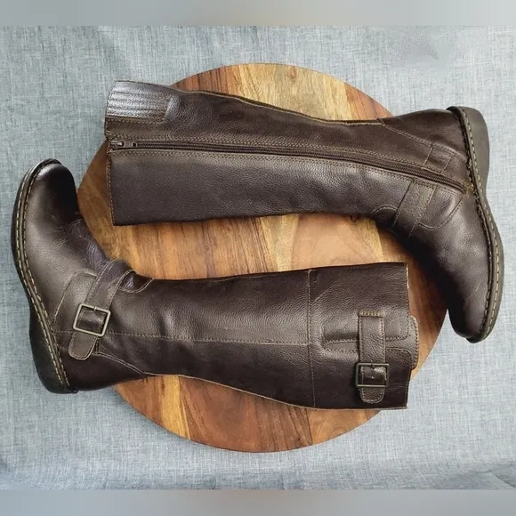 CABELAS Pebbled Leather Tall Knee Riding Boot Brown Sz 8.0 (fits more like 7.0)