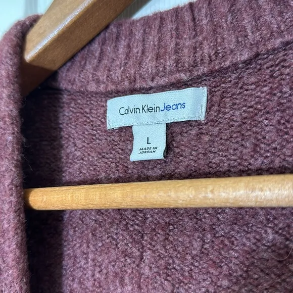 CALVIN KLEIN Women’s Cardigan Size Large Brown With Pockets