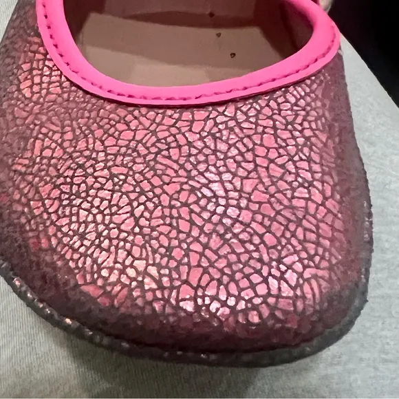 Camper Pink Metallic Crackle Right Ballerina Shoes Leather Sz 28 (10.5)