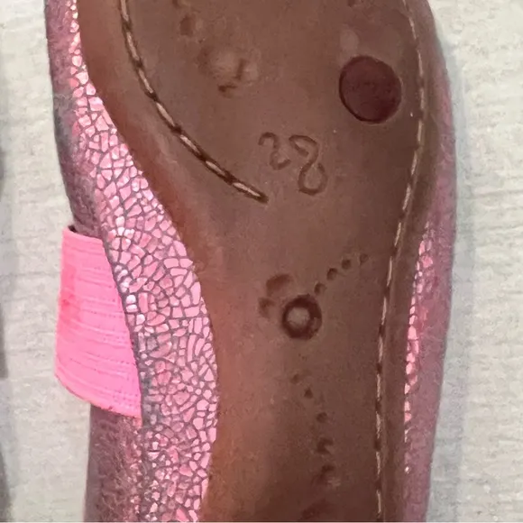 Camper Pink Metallic Crackle Right Ballerina Shoes Leather Sz 28 (10.5)