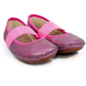 Camper Pink Metallic Crackle Right Ballerina Shoes Leather Sz 28 (10.5)
