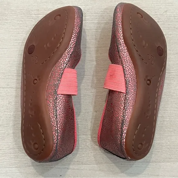 Camper Pink Metallic Crackle Right Ballerina Shoes Leather Sz 28 (10.5)
