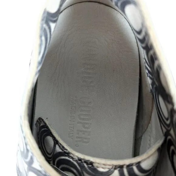 Candice Cooper Womens Sneakers 39 White Black Leather Low Top Retro Circle Print