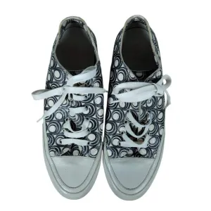 Candice Cooper Womens Sneakers 39 White Black Leather Low Top Retro Circle Print