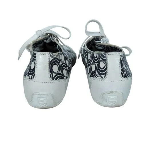 Candice Cooper Womens Sneakers 39 White Black Leather Low Top Retro Circle Print