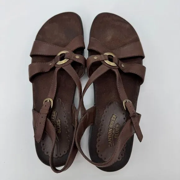 Canyon River Blues Brown‎ Leather Comfort Sandals Women's Size 6.538