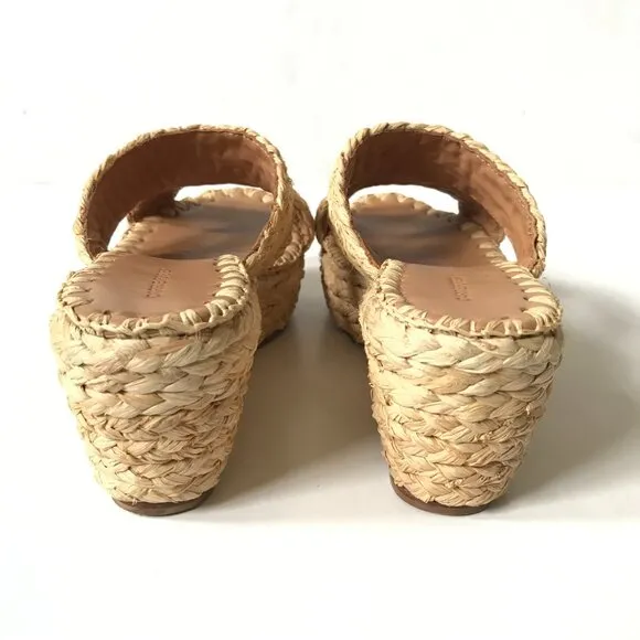 Carrie Forbes Bella Wedge Sandals Womens 36 6 Tan Platform Raffia Open Toe Shoes
