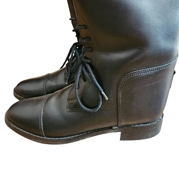 Cavalier Amazonas Black Leather Equestrian Riding Boots Lace-Up Womens 6.5