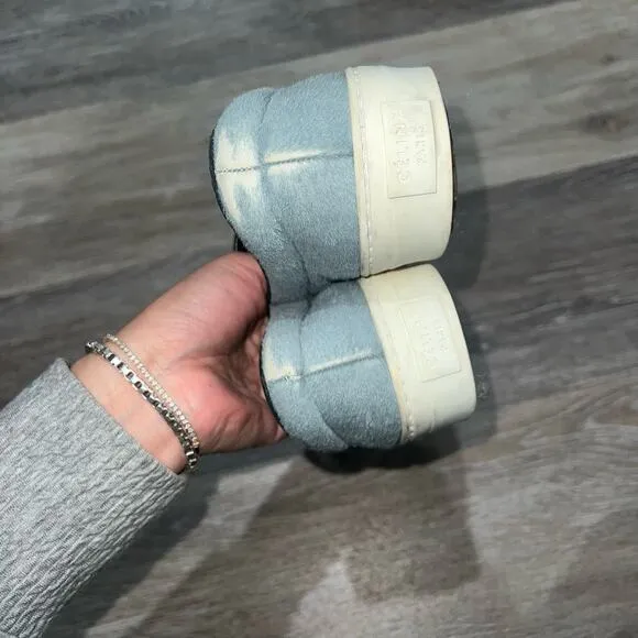 CELINE Light Blue Pony Hair Slip On Sneakers 37.5