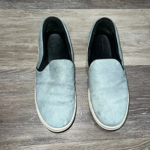 CELINE Light Blue Pony Hair Slip On Sneakers 37.5