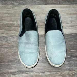 CELINE Light Blue Pony Hair Slip On Sneakers 37.5