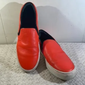 CELINE Slip On Orange Leather Slides Platform Structured Sneakers