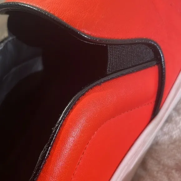 CELINE Slip On Orange Leather Slides Platform Structured Sneakers