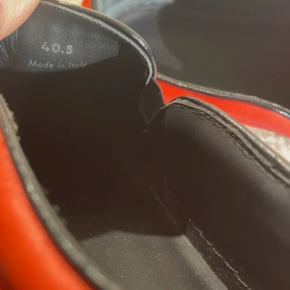 CELINE Slip On Orange Leather Slides Platform Structured Sneakers