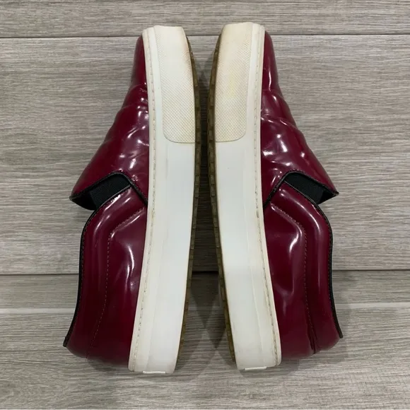 Celine Sneakers Womens EU 36 Slip On Leather Red Burgundy US 6