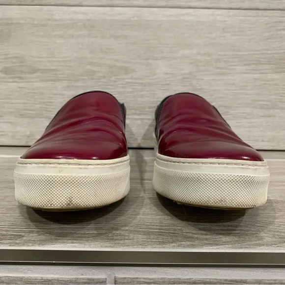 Celine Sneakers Womens EU 36 Slip On Leather Red Burgundy US 6