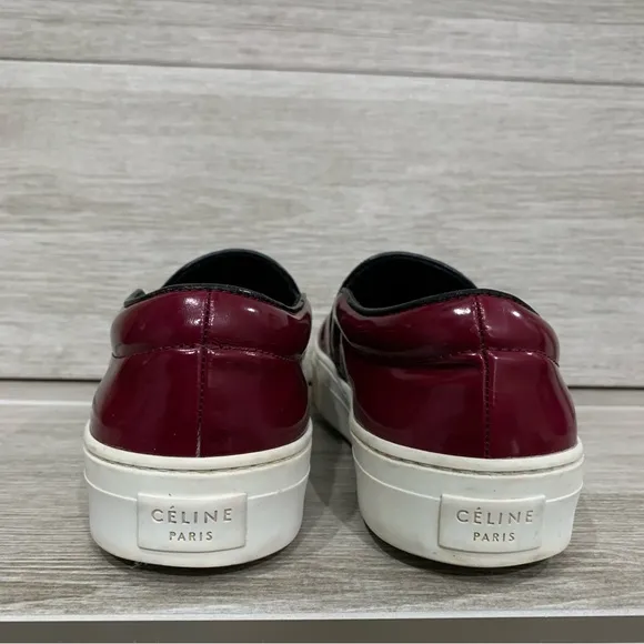 Celine Sneakers Womens EU 36 Slip On Leather Red Burgundy US 6