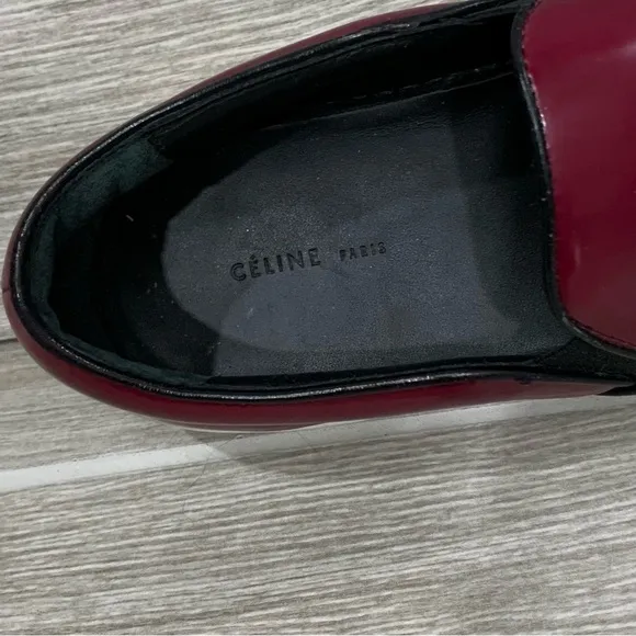 Celine Sneakers Womens EU 36 Slip On Leather Red Burgundy US 6