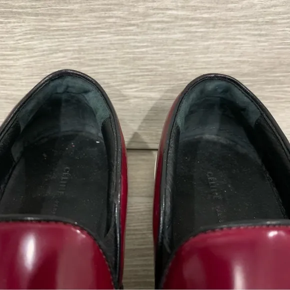 Celine Sneakers Womens EU 36 Slip On Leather Red Burgundy US 6