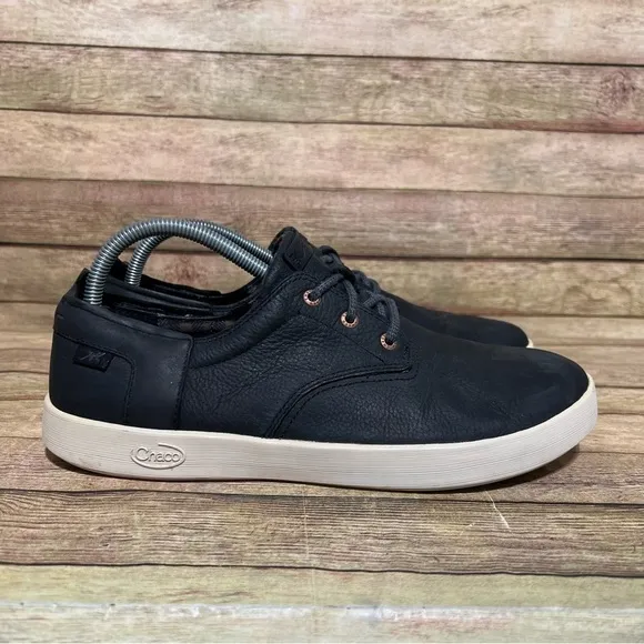 Chaco Black Leather Davis Casual Sneakers