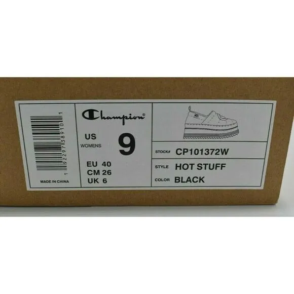 Champion Womens Size 9 Hot Stuff Black Platform Slippers Shoes