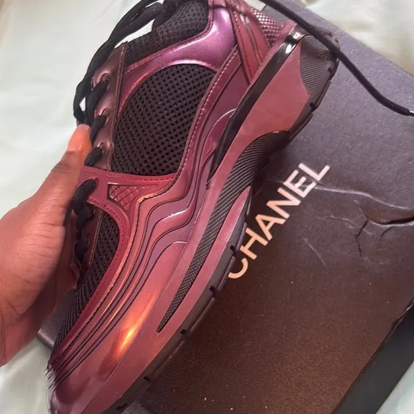 Chanel Black and Purple Sneakers