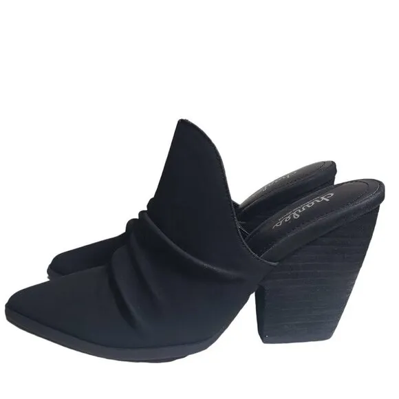 Charles by Charles David Nellie Black Pointed Toe Slip-On Backless Boots Sz 5.5M