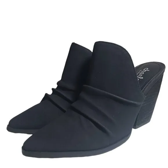 Charles by Charles David Nellie Black Pointed Toe Slip-On Backless Boots Sz 5.5M