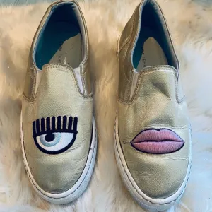 Chiara Ferrangni Golden Eye and Lips 👁 👄 Slip-on Sneakers - EUR 40