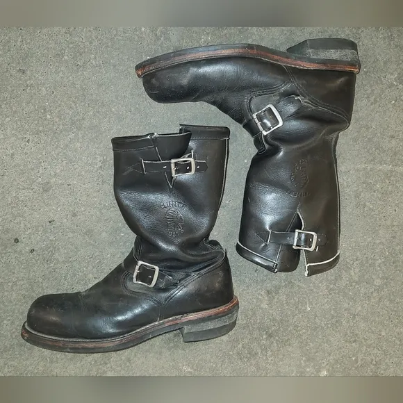 Chippewa Engineer Biker #27899 High 11&quot; Blk Steel Toe Men's Boots Made in USA 9D