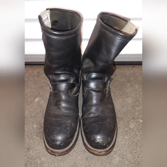 Chippewa Engineer Biker #27899 High 11&quot; Blk Steel Toe Men's Boots Made in USA 9D