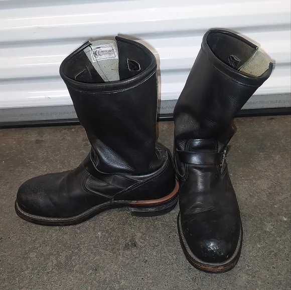 Chippewa Engineer Biker #27899 High 11&quot; Blk Steel Toe Men's Boots Made in USA 9D