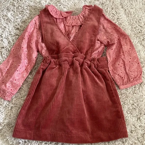 Chloe Paisley Peasant Blouse &amp; Corduroy Pinafore Set
