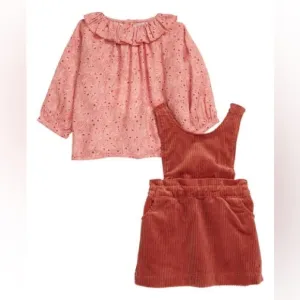 Chloe Paisley Peasant Blouse &amp; Corduroy Pinafore Set