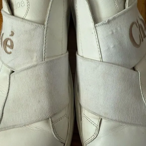 Chloe Lauren Logo Slip On Strap Sneakers Size 39 US 8