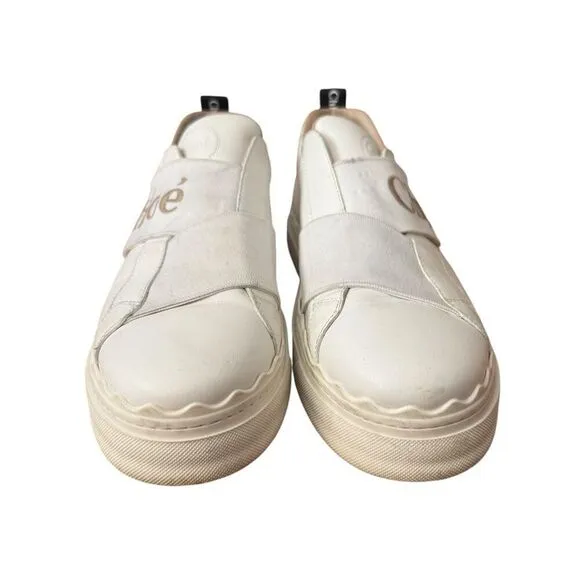 Chloe Lauren Logo Slip On Strap Sneakers Size 39 US 8