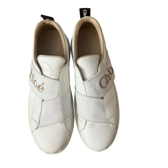 Chloe Lauren Logo Slip On Strap Sneakers Size 39 US 8