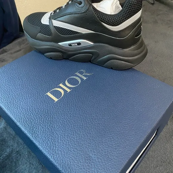 Christian Dior B22 Men's Black and White Reflective Sneakers