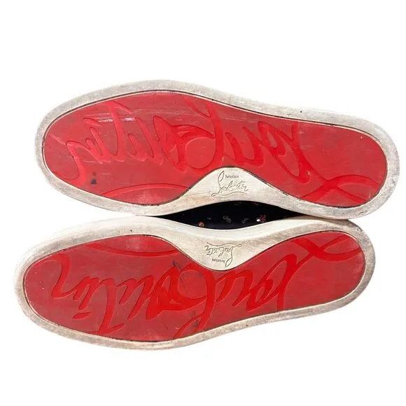 Christian Louboutin Slip On Sneakers Womens 36.5  Suede Multicolor Rhinestones