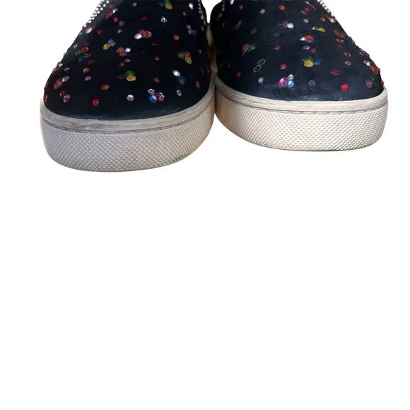 Christian Louboutin Slip On Sneakers Womens 36.5  Suede Multicolor Rhinestones