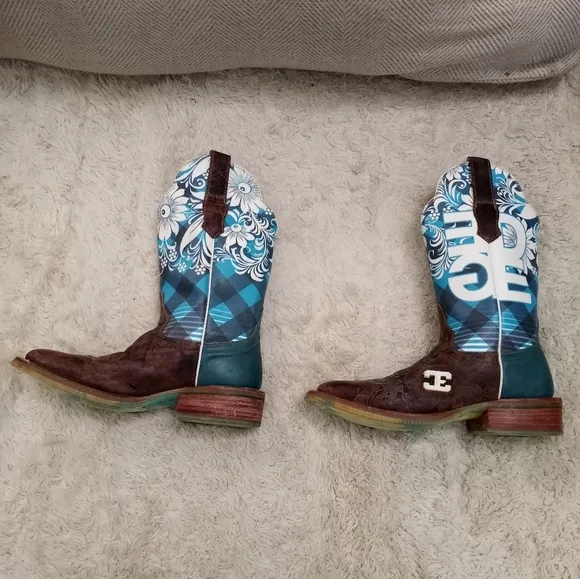Cinch Edge Malibu Western Leather Cowboy Coastal Cowgirl Floral Hand Too…