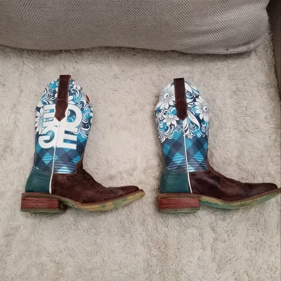 Cinch Edge Malibu Western Leather Cowboy Coastal Cowgirl Floral Hand Too…