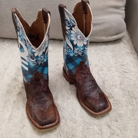 Cinch Edge Malibu Western Leather Cowboy Coastal Cowgirl Floral Hand Too…